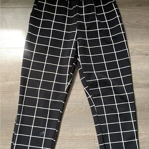 Black and White Grid Pattern Women's Pants